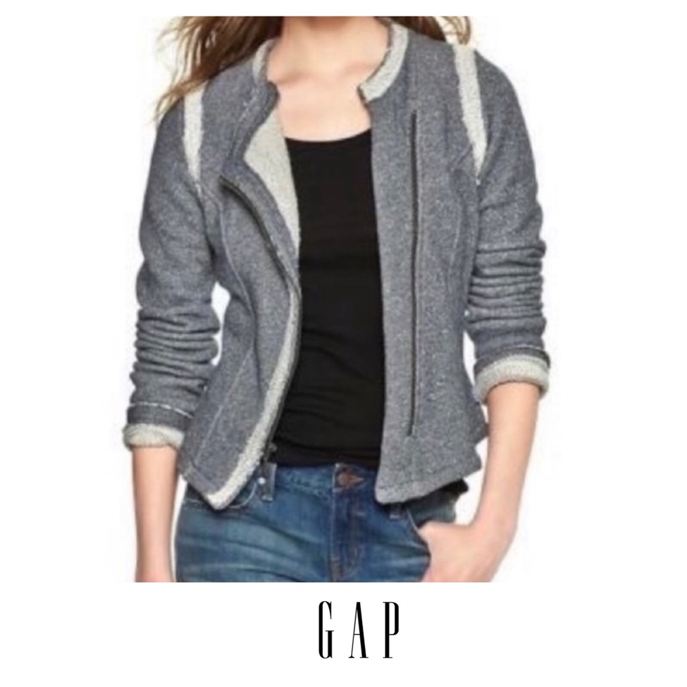 GAP Moto Knit Marled Sweater Jacket